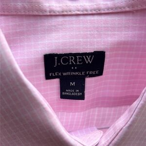 J. Crew Men's Pink Checkered Button- Down Slim Flex Wrinkle-Free Shirt M